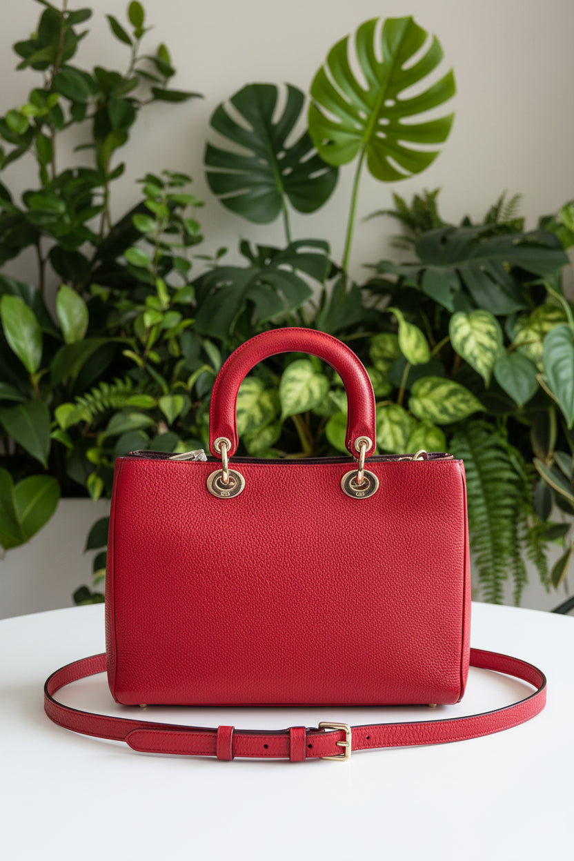 Dior Red Leather Diorissimo Medium