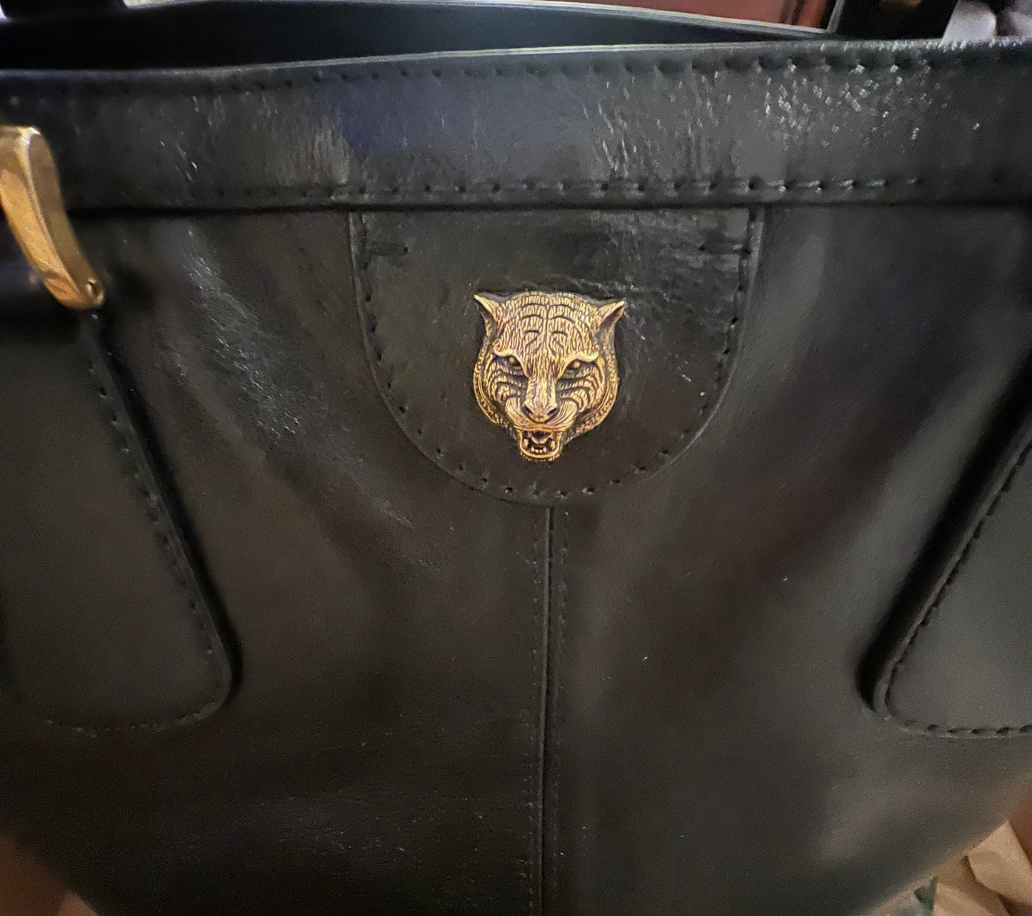 Gucci Liber Cat Head Leather Tote