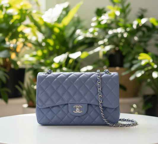 Chanel Purple Lambskin Jumbo Double Flap