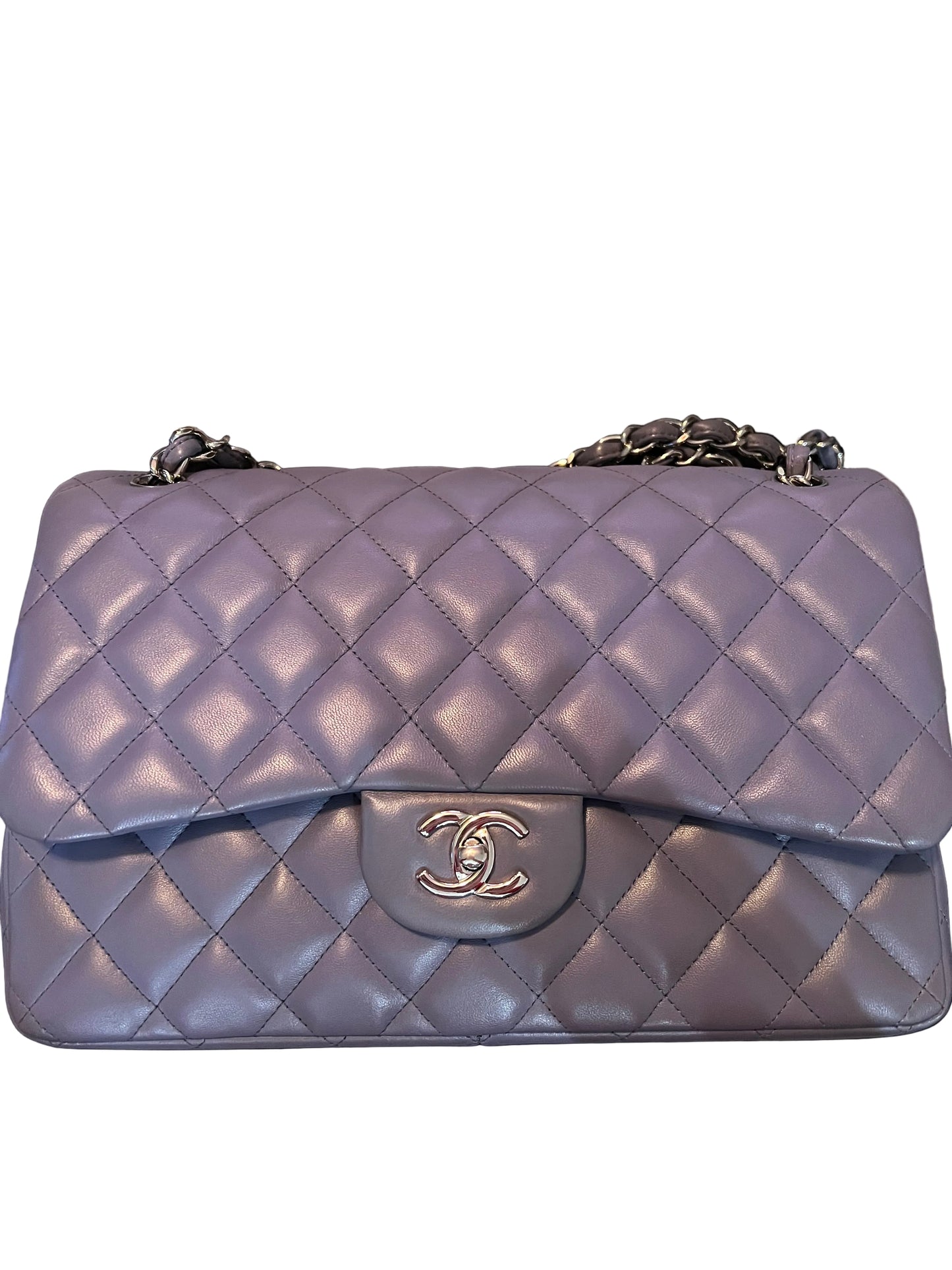 Chanel Purple Lambskin Jumbo Double Flap