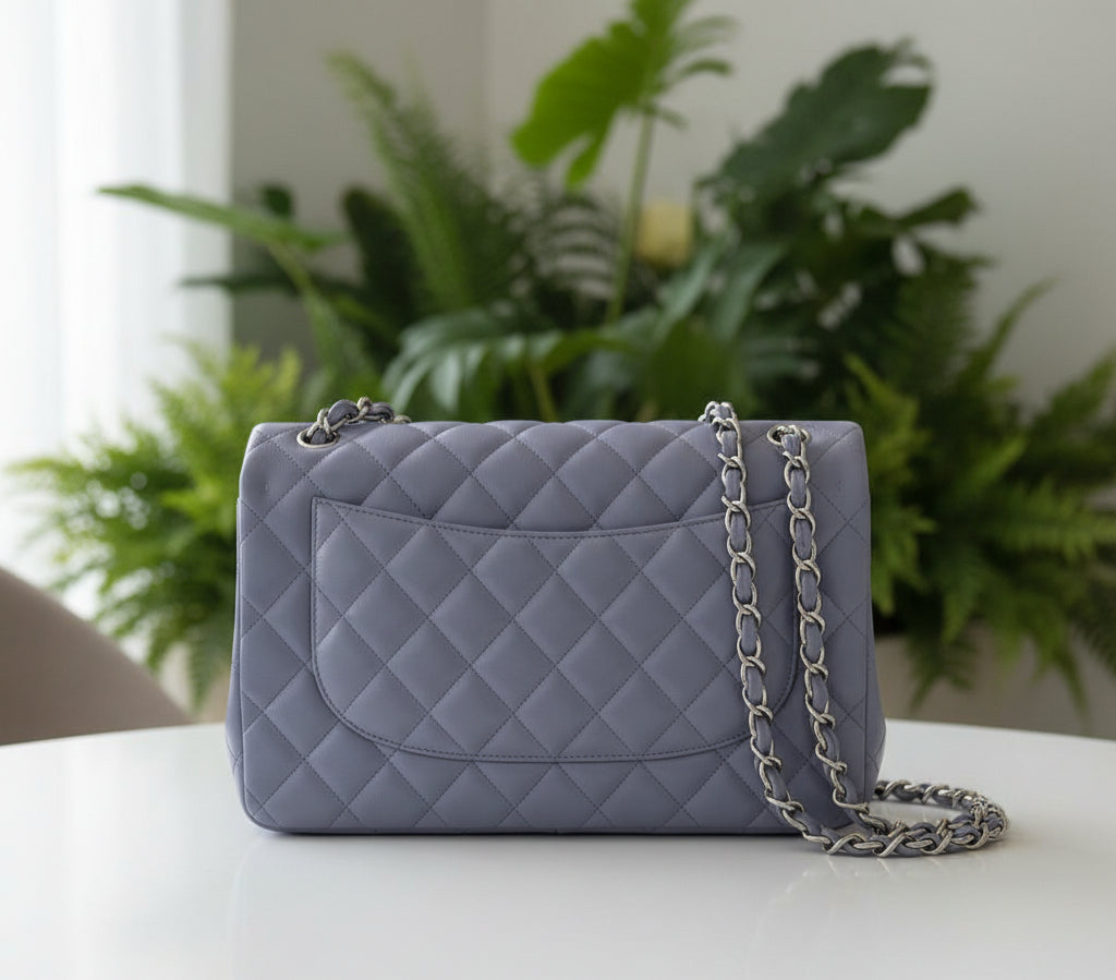 Chanel Purple Lambskin Jumbo Double Flap