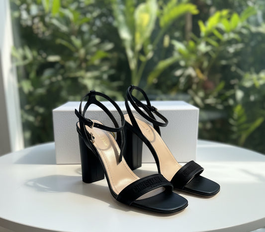 Dior Dway Black Heeled Sandals Size 41