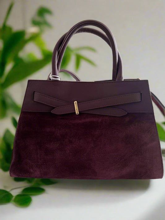 Marina Galanti Burgundy Suede Satchel