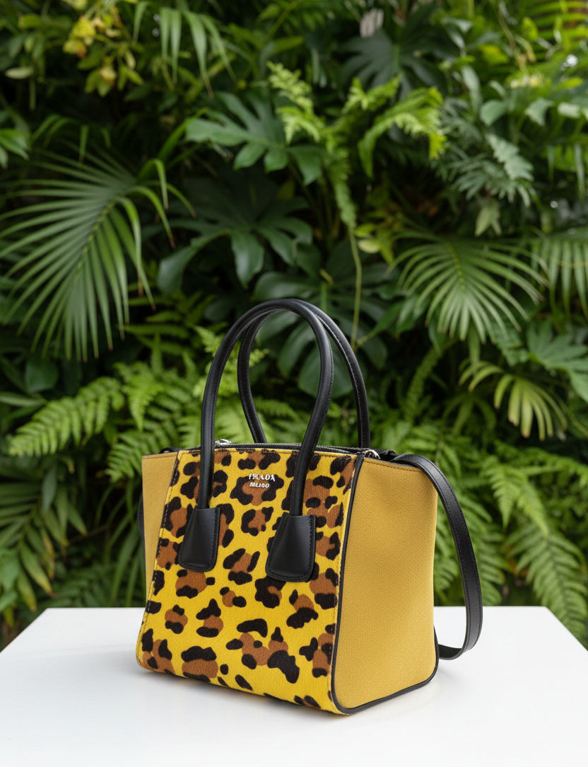 Prada Twin Pocket Leopard Pony Hair Tote