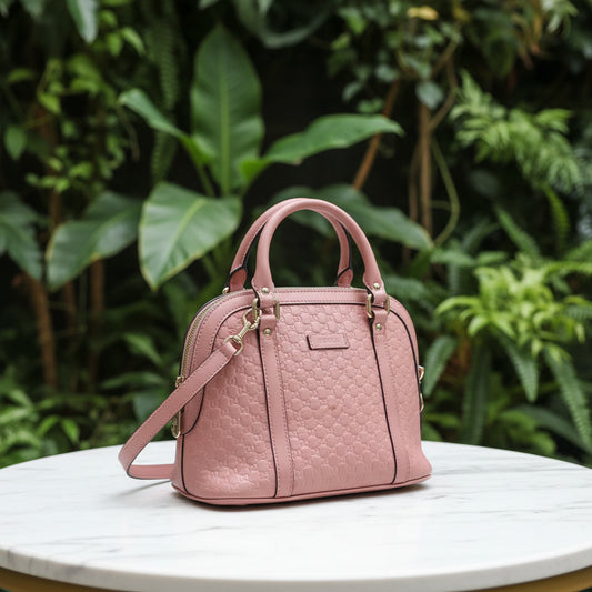 Gucci Dusty Pink Guccissima Leather Dome Satchel