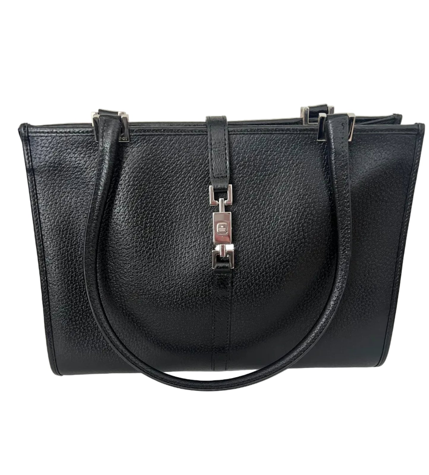 Gucci Vintage Black Pebbled Leather Jackie Tote