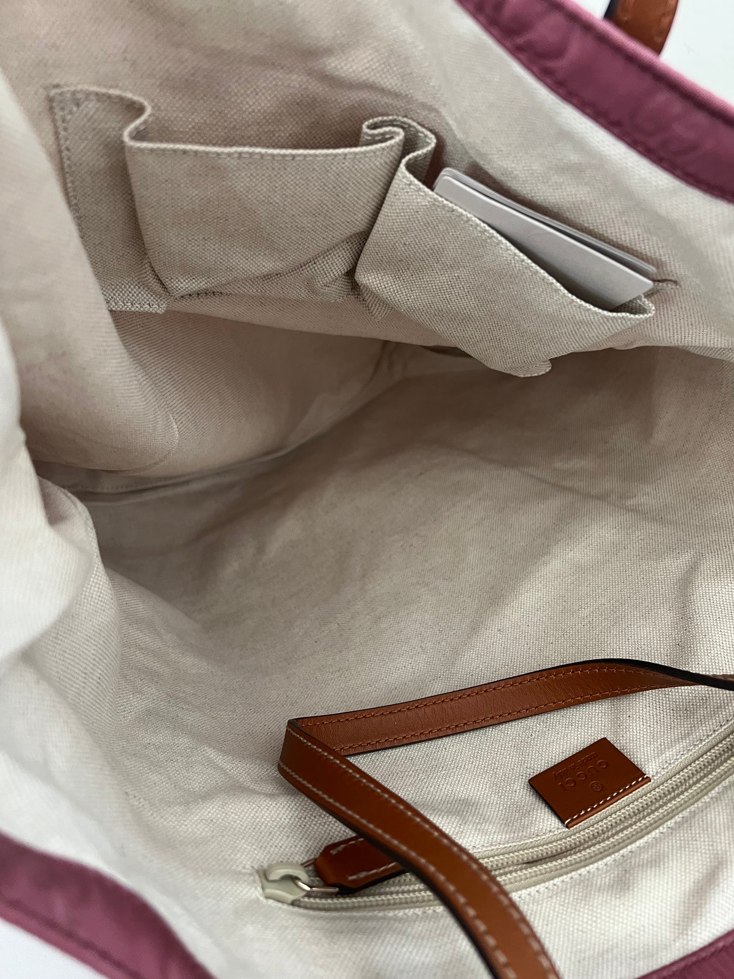 Gucci Pink Nylon & Leather Tote