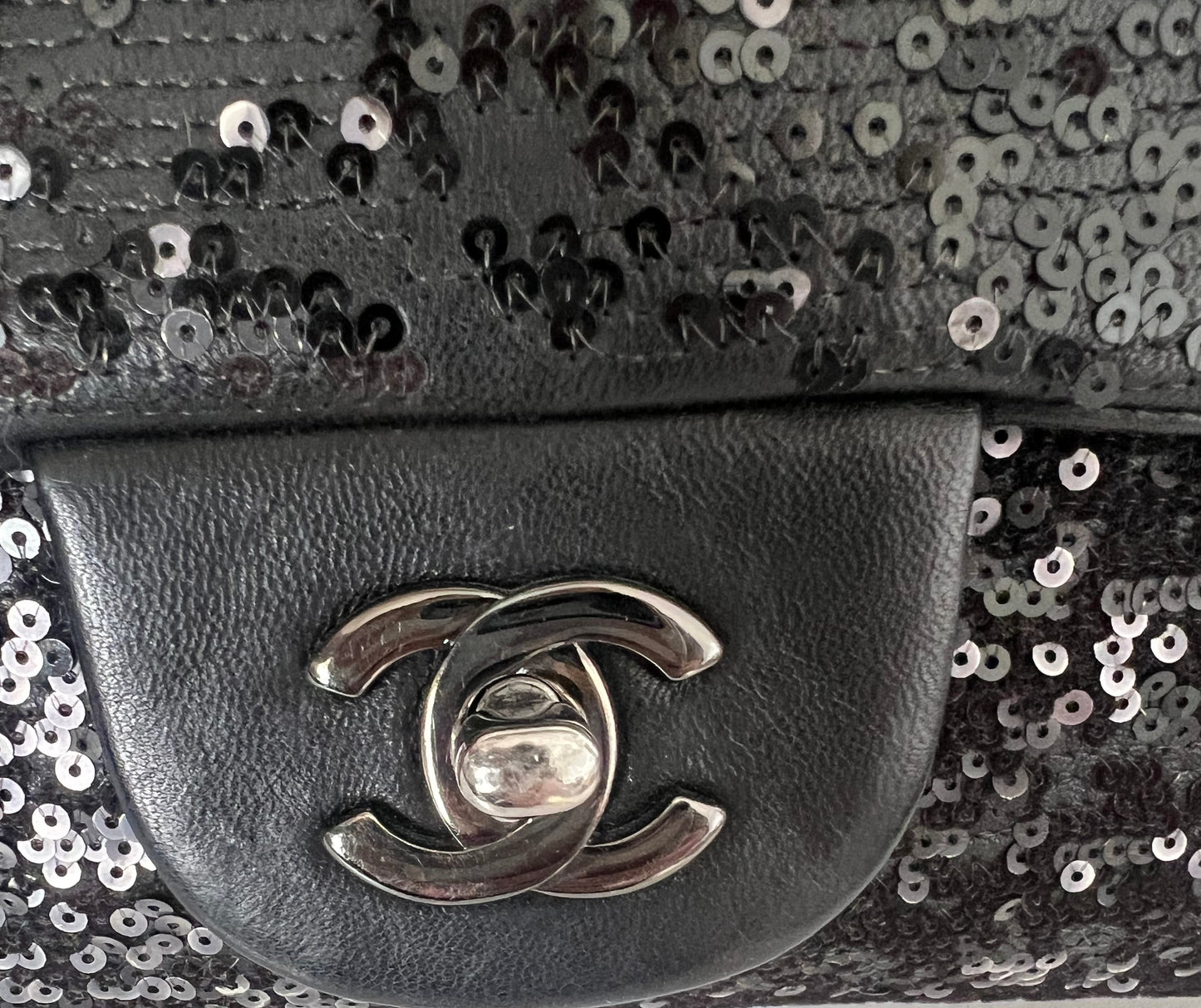 Chanel Black Sequin Lambskin Moonlight on Water Flap Bag