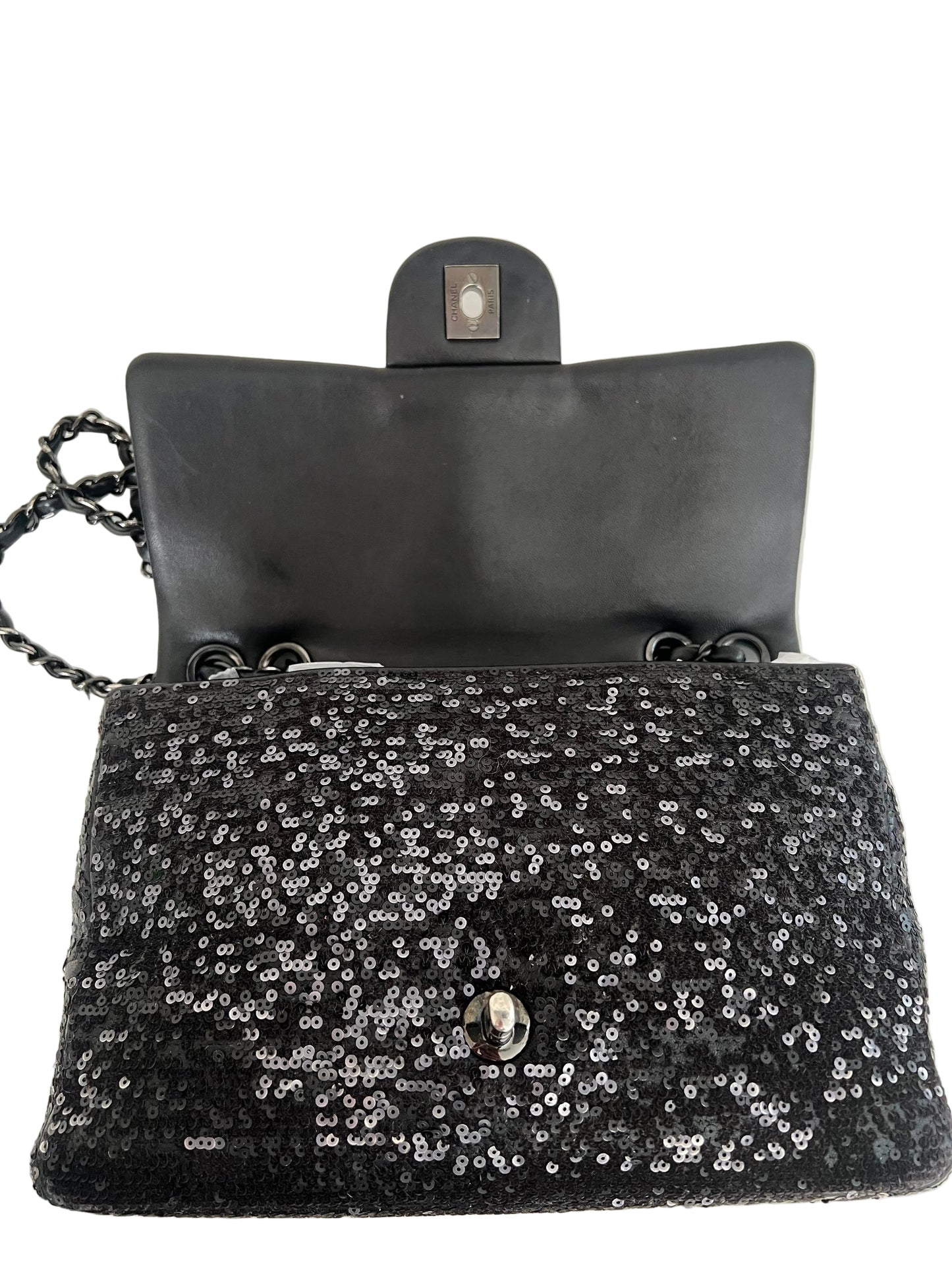 Chanel Black Sequin Lambskin Moonlight on Water Flap Bag