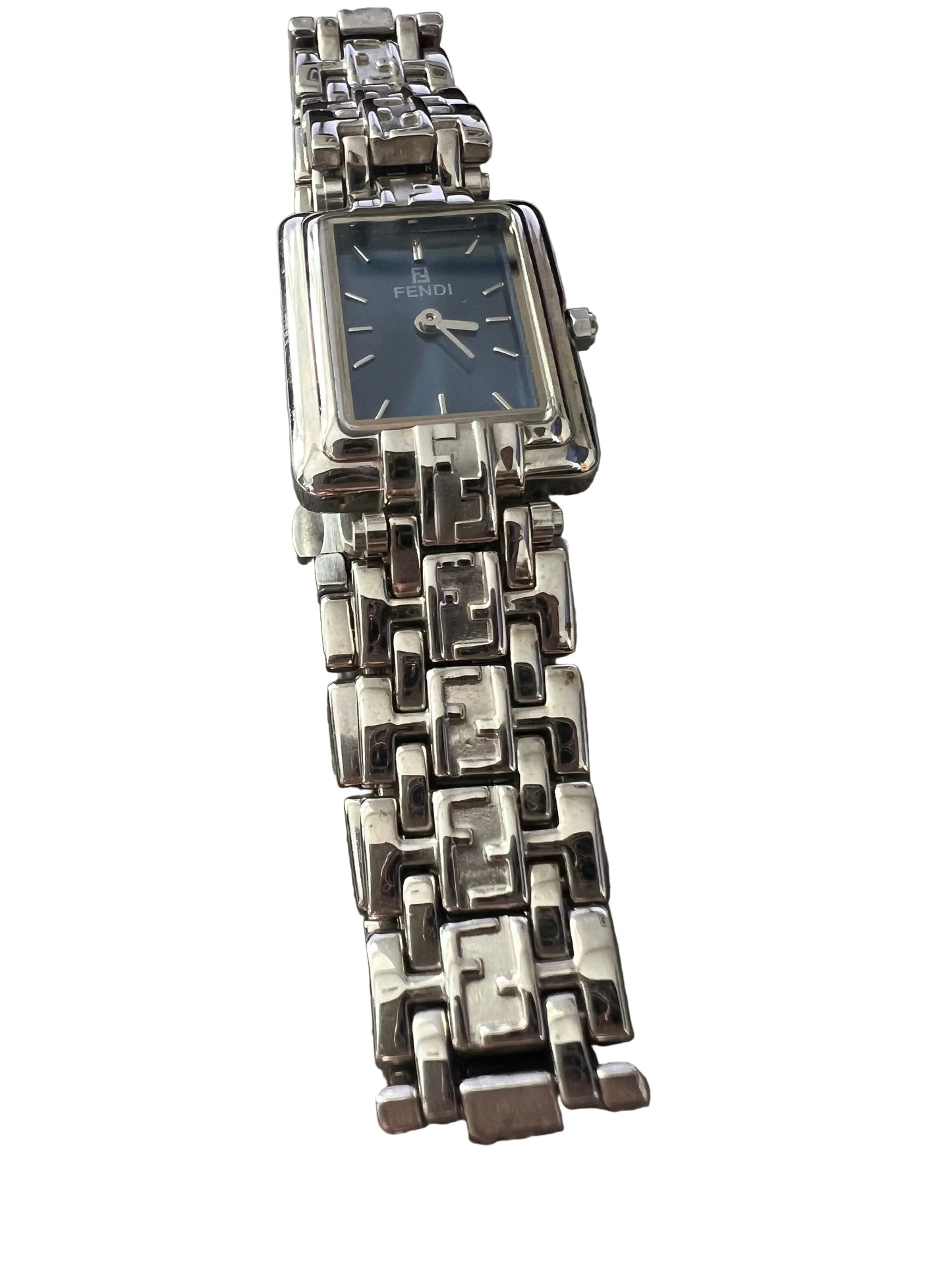 Vintage Fendi Blue Faced Silver-Toned Watch
