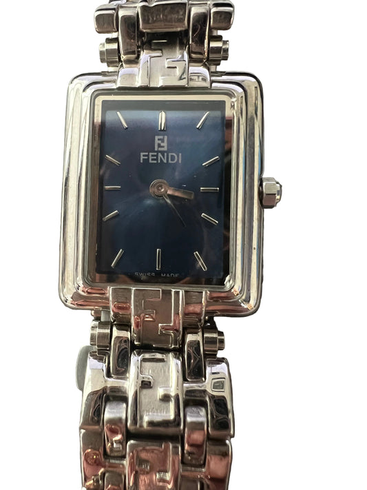 Vintage Fendi Blue Faced Silver-Toned Watch