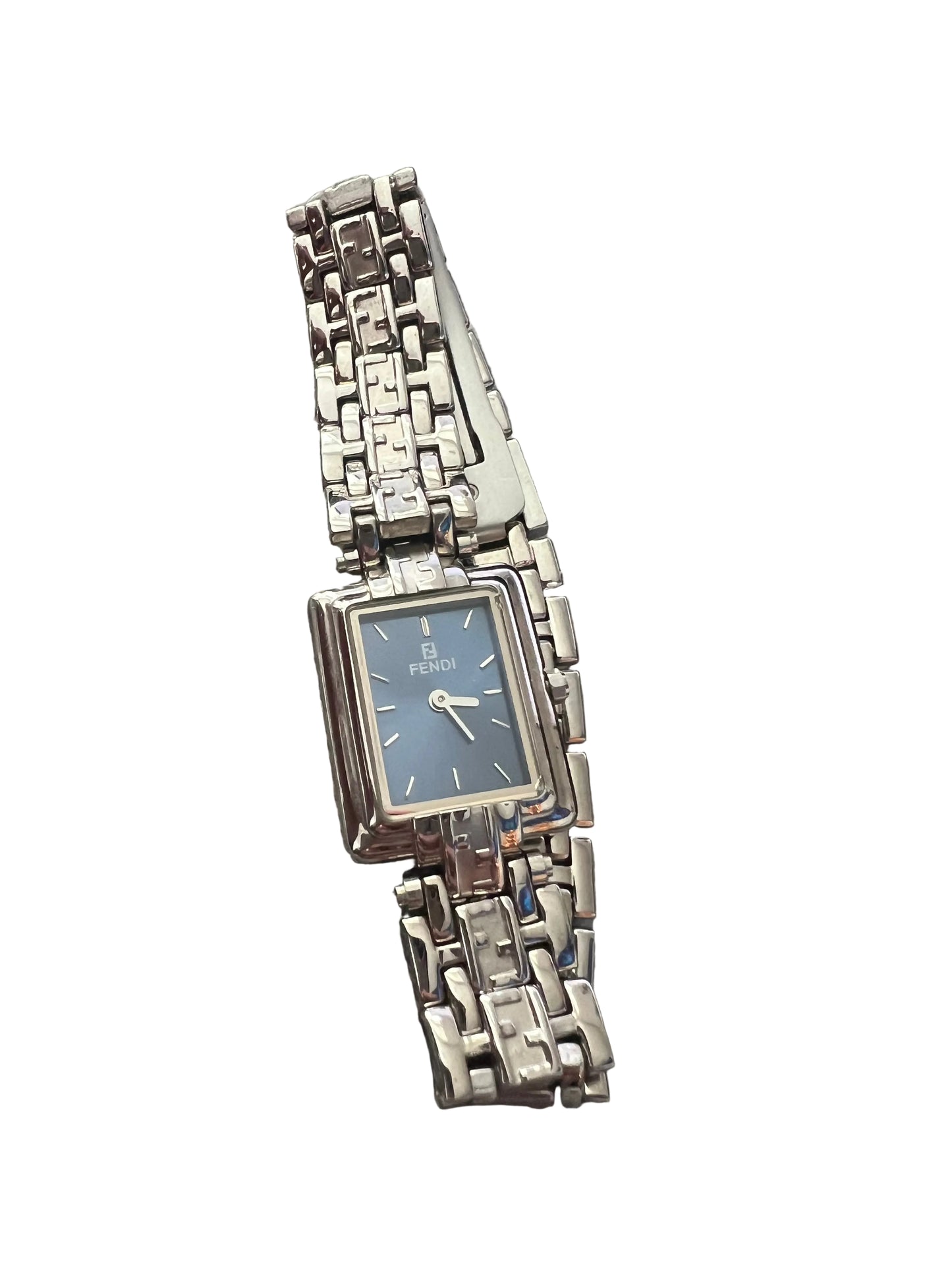 Vintage Fendi Blue Faced Silver-Toned Watch