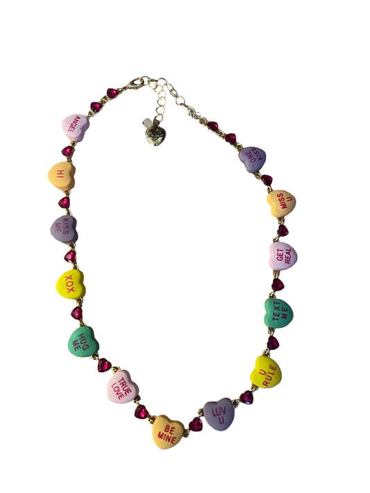 Betsy Johnson Conversation Hearts Necklace