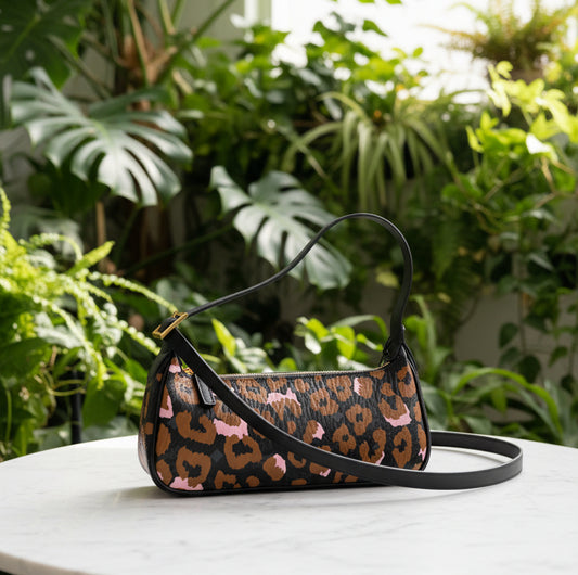 MCM Limited Edition Leopard Printed Visetos Aren Shoulder Bag