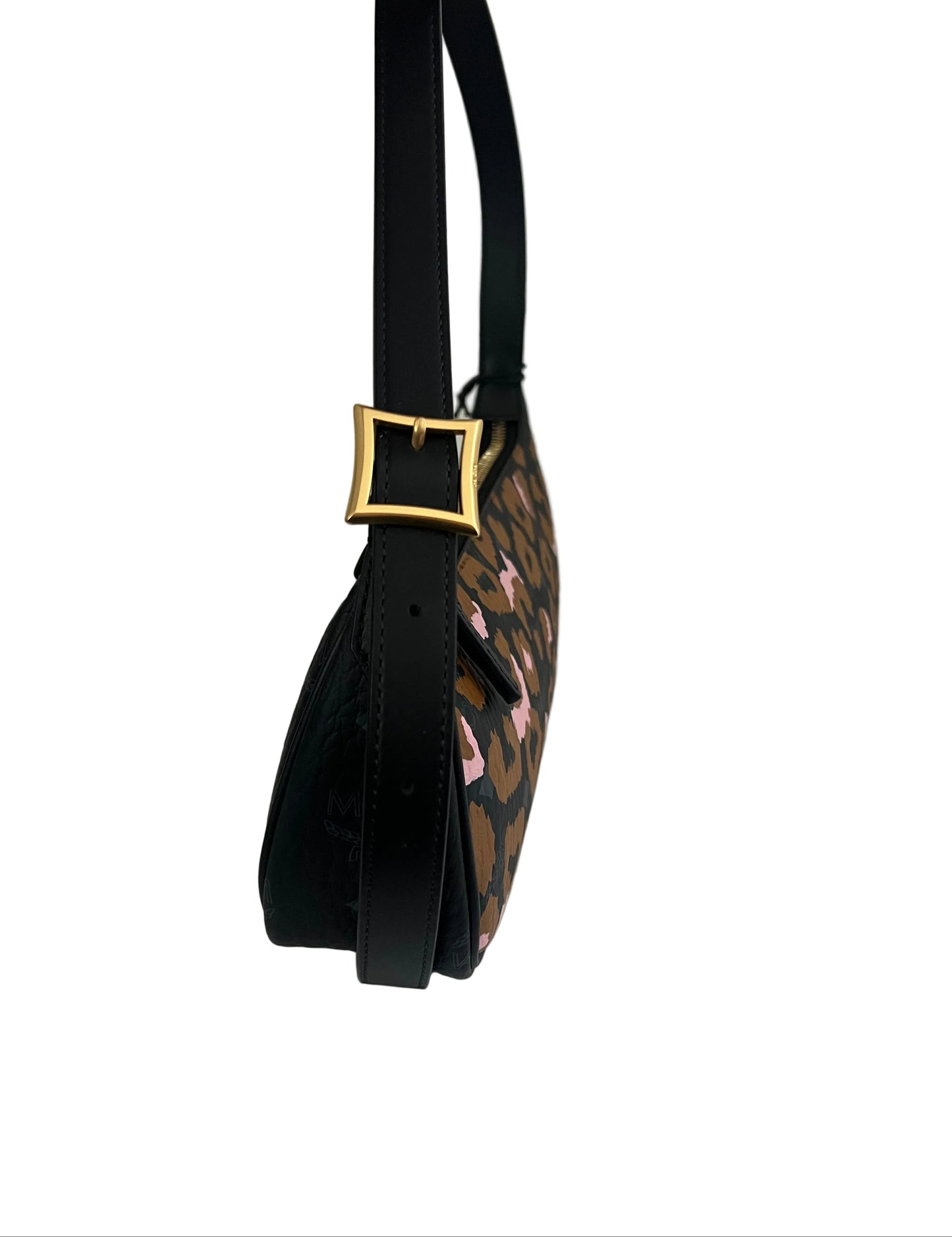 MCM Limited Edition Leopard Printed Visetos Aren Shoulder Bag