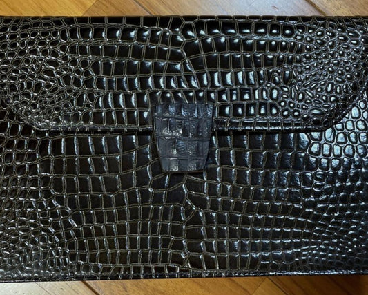 YSL Vintage Croc Clutch