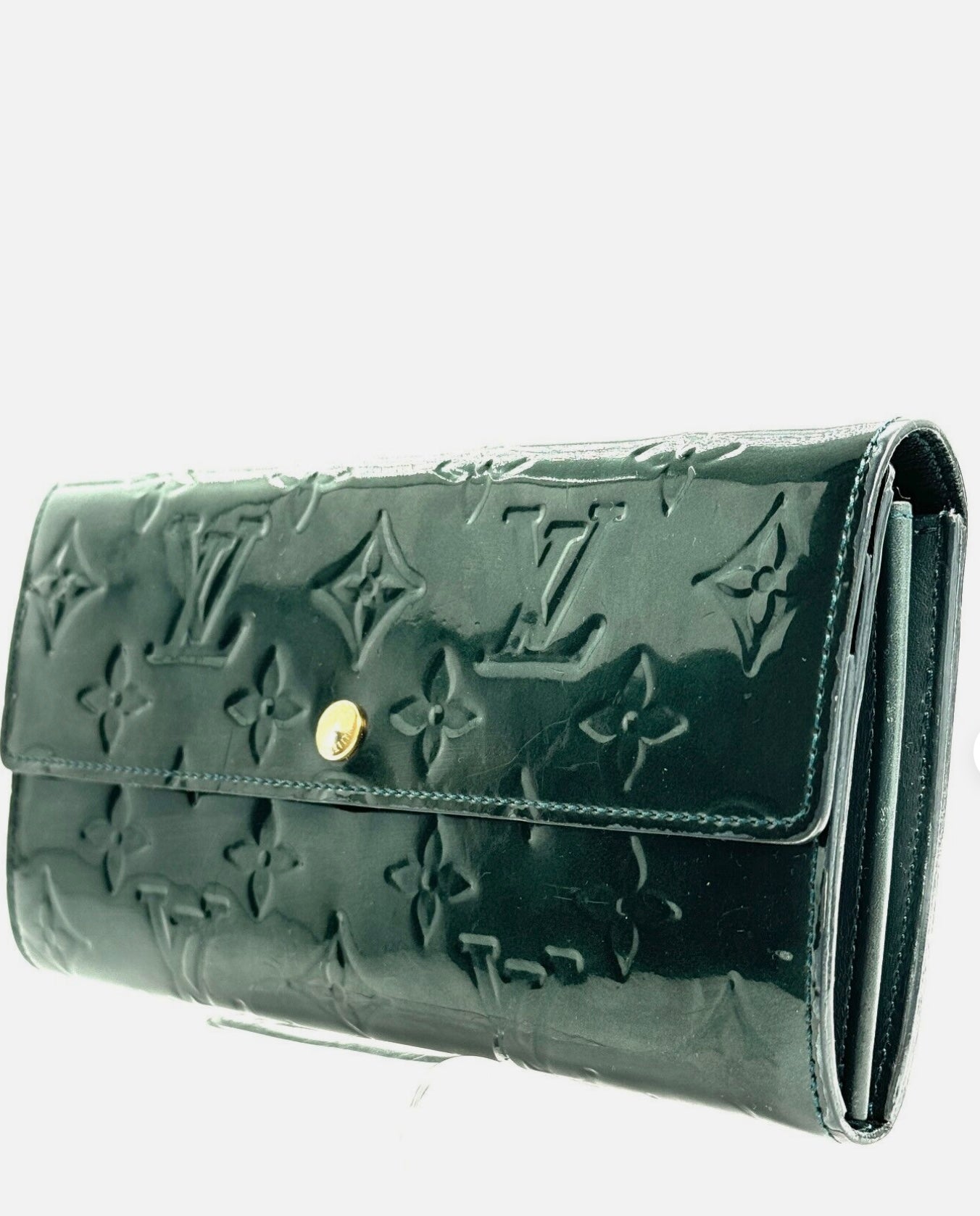 Louis Vuitton Vernis Sarah Wallet Dark Green