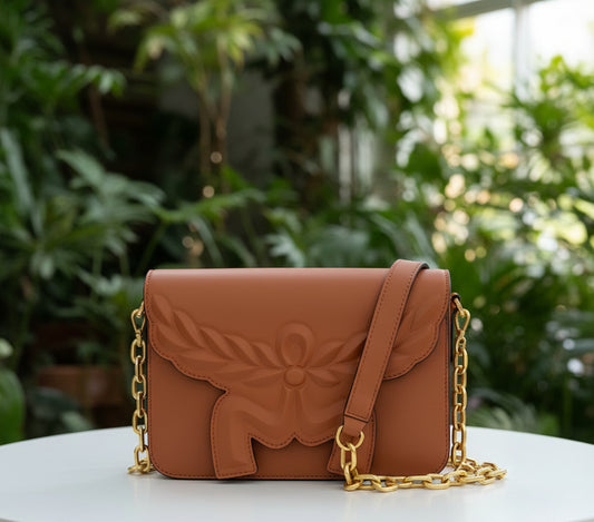 MCM Brown Calfskin Himmel Laurel Crossbody