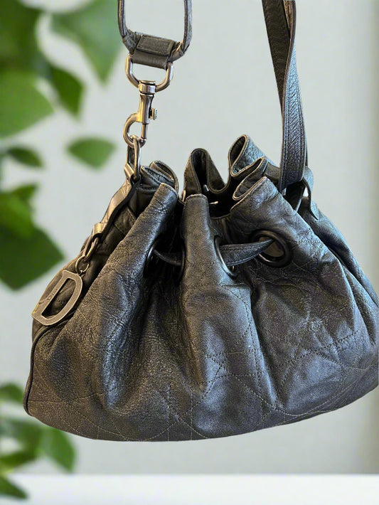 Dior Cannage Drawstring Bucket Bag