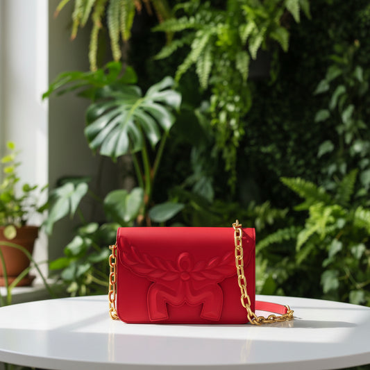 MCM Red Calfskin Himmel Crossbody