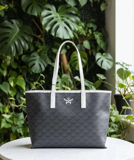 MCM Black Reversible Lauretos Shopper Tote