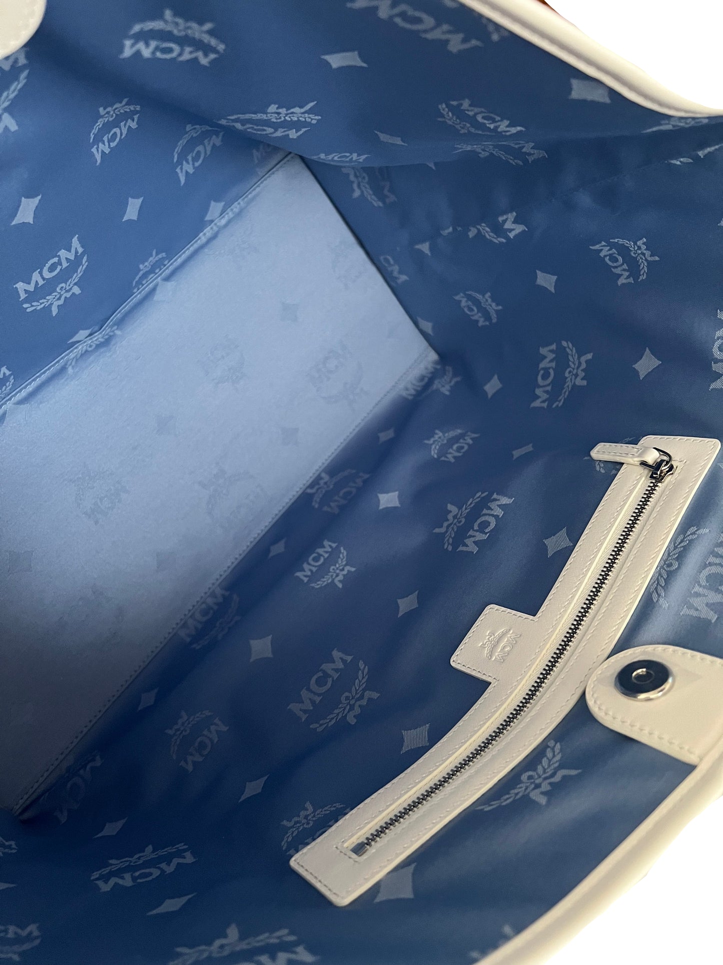 MCM Blue Lauretos Reversible Shopper Tote