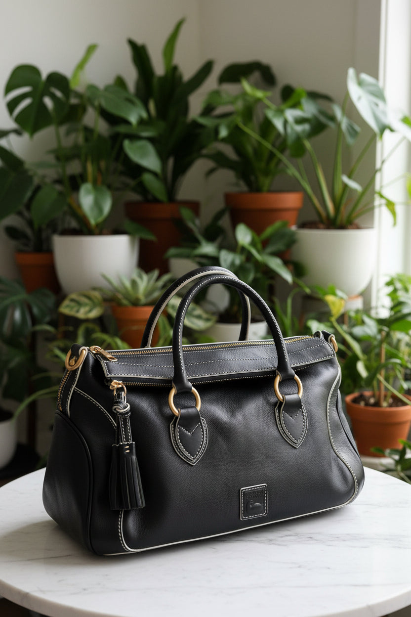 Dooney & Bourke Black Florentine Edge Medium Satchel