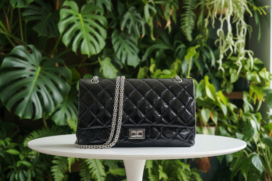 Chanel Patent Dark Green Double Flap Jumbo Reissue 227
