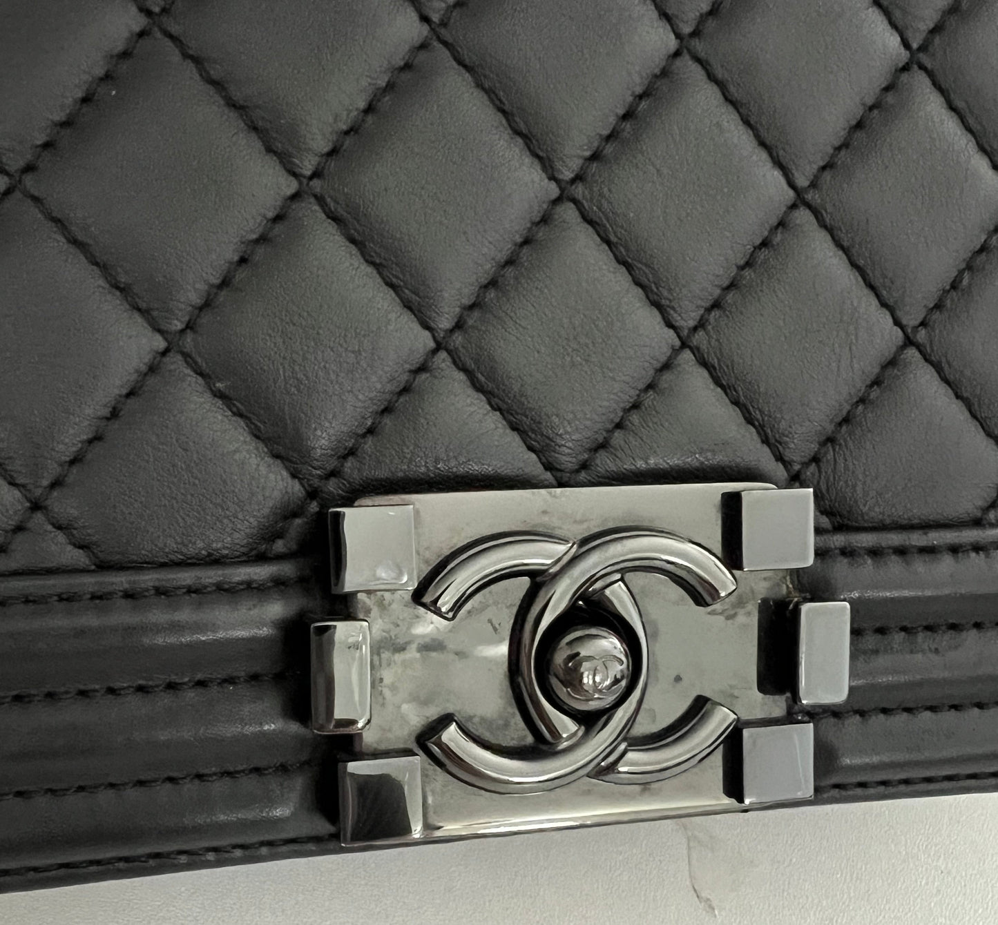 Chanel Black Lambskin Old Medium Boy Bag - So Black Hardware