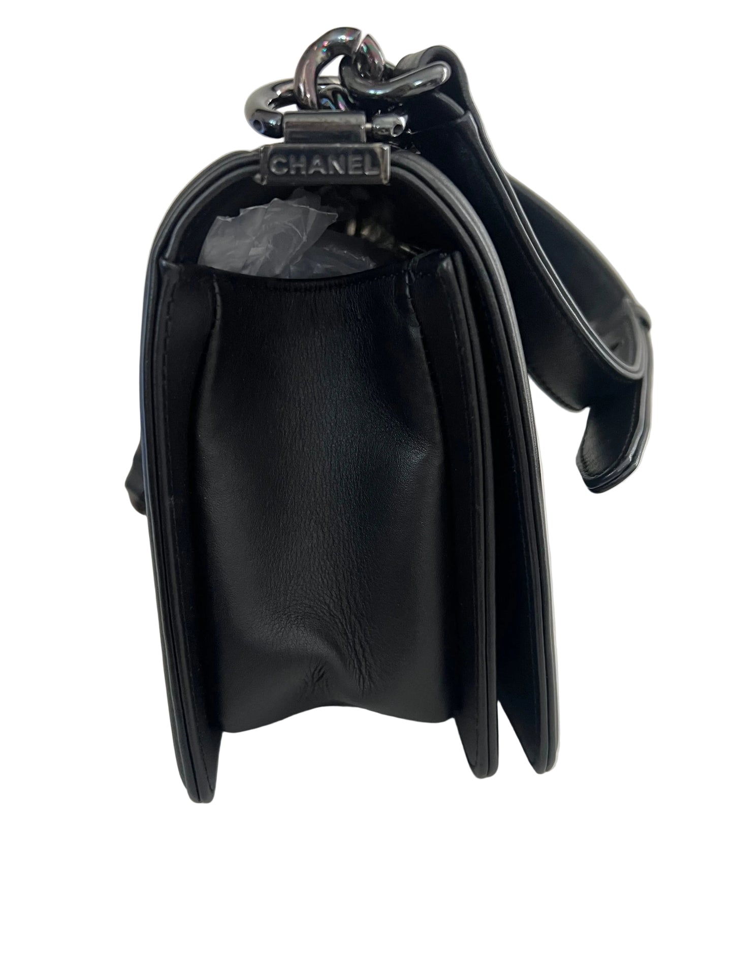 Chanel Black Lambskin Old Medium Boy Bag - So Black Hardware