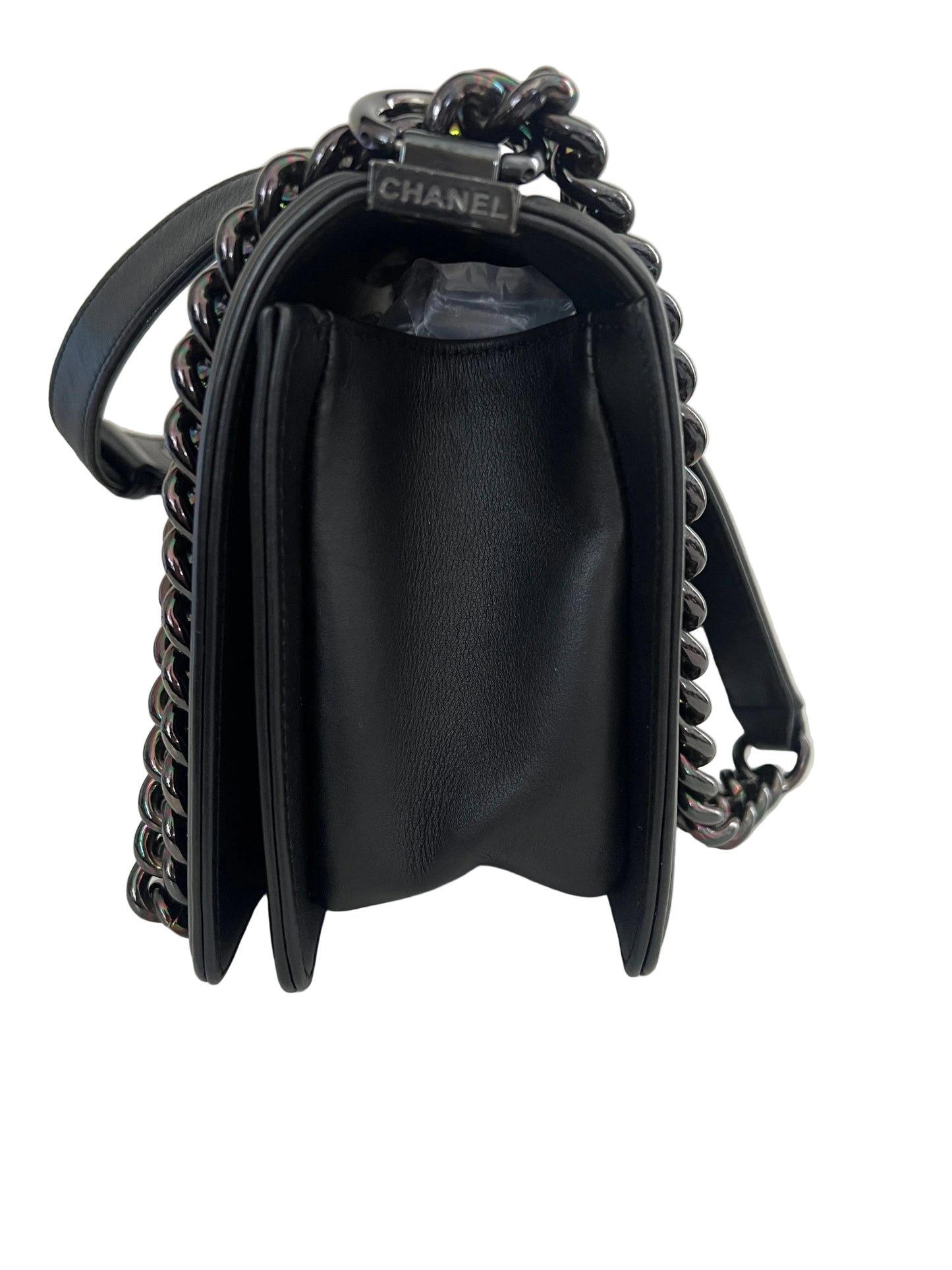 Chanel Black Lambskin Old Medium Boy Bag - So Black Hardware
