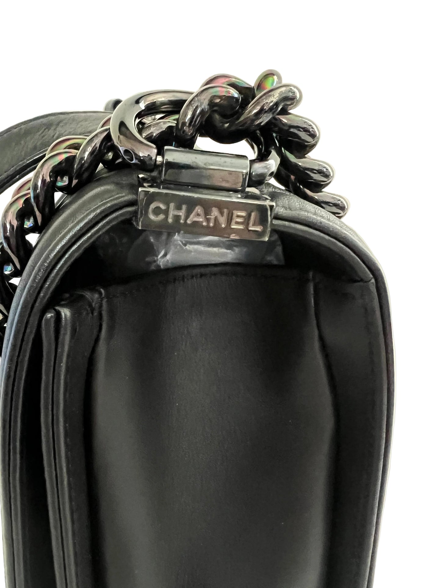 Chanel Black Lambskin Old Medium Boy Bag - So Black Hardware