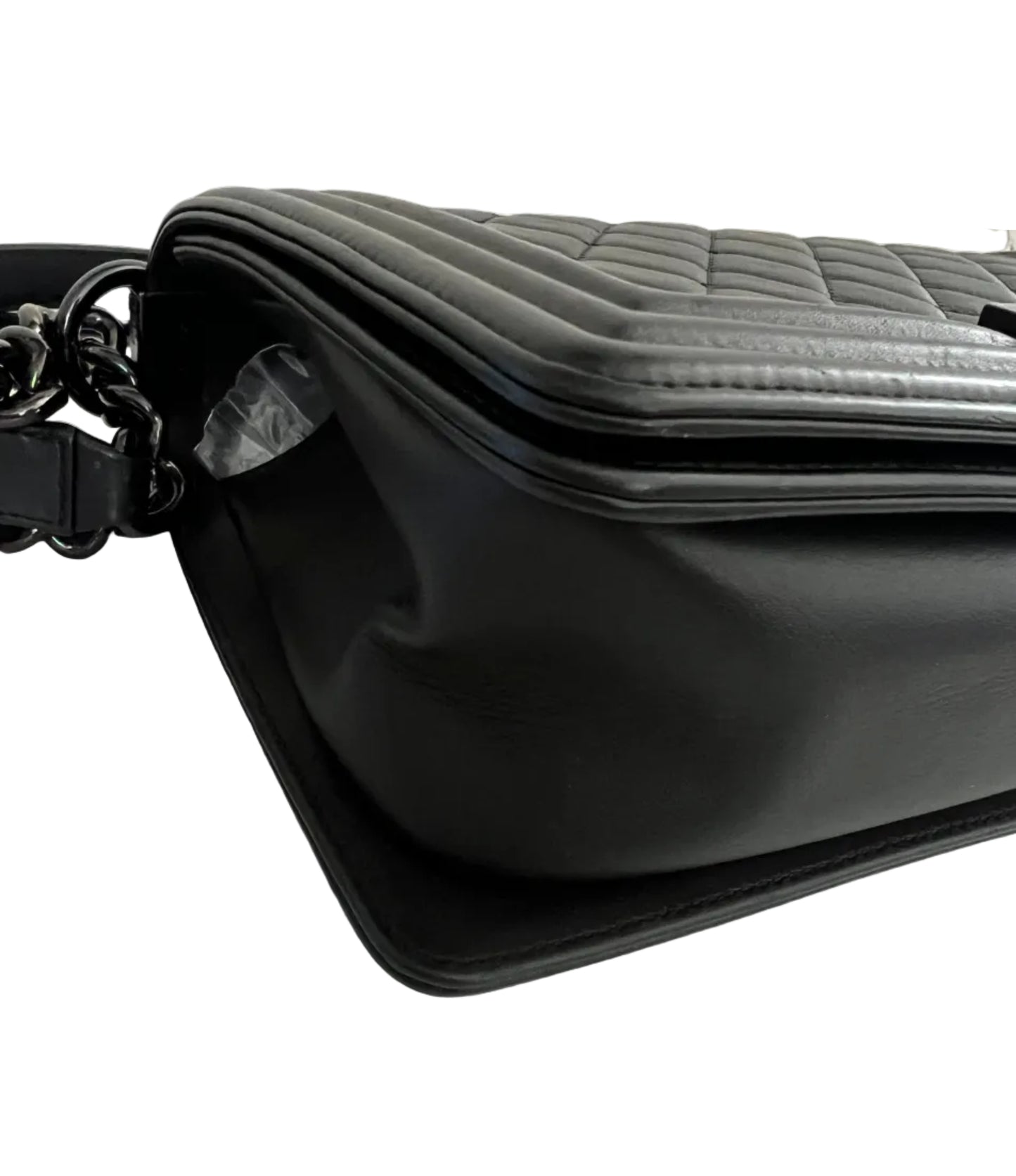 Chanel Black Lambskin Old Medium Boy Bag - So Black Hardware