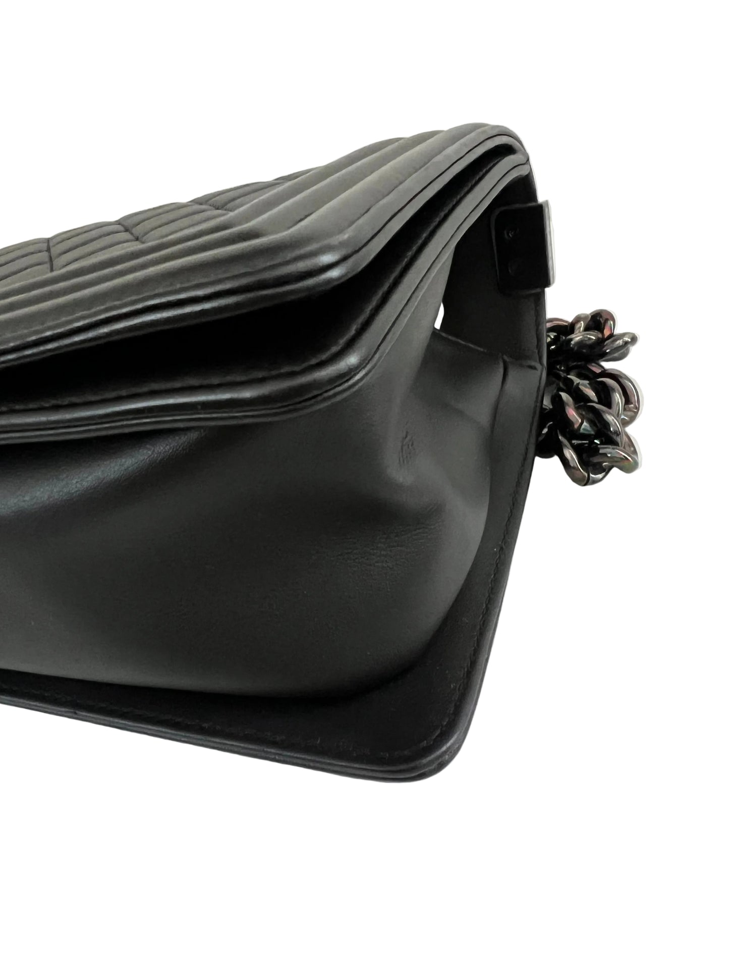Chanel Black Lambskin Old Medium Boy Bag - So Black Hardware