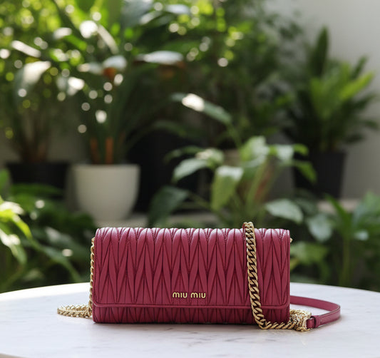 Miu Miu Pink Nappa Matelasse Leather WOC