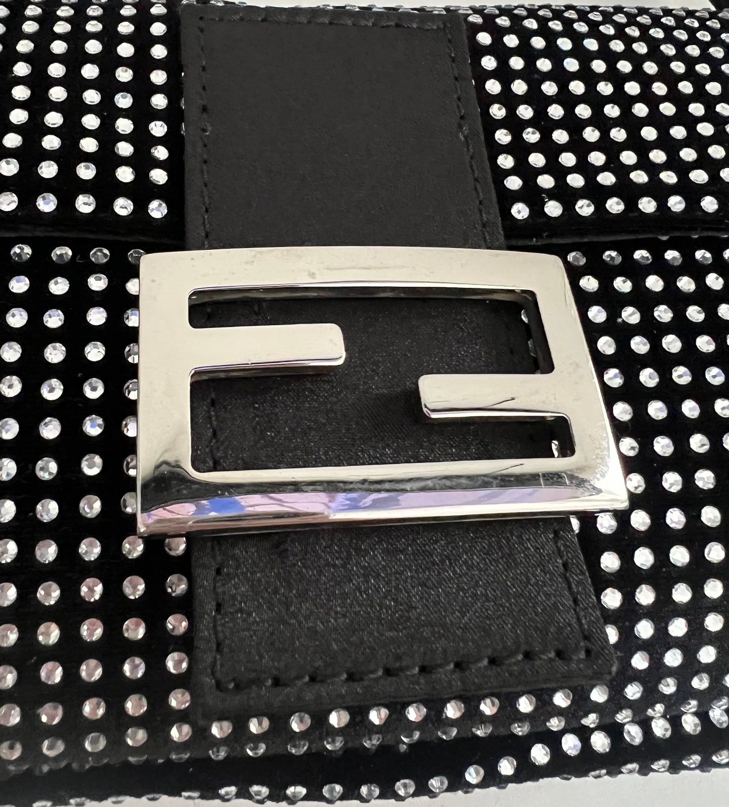 Fendi Vintage Crystal Satin Baguette