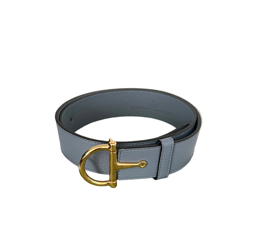 Gucci Blue-Gray Half Horsebit Belt