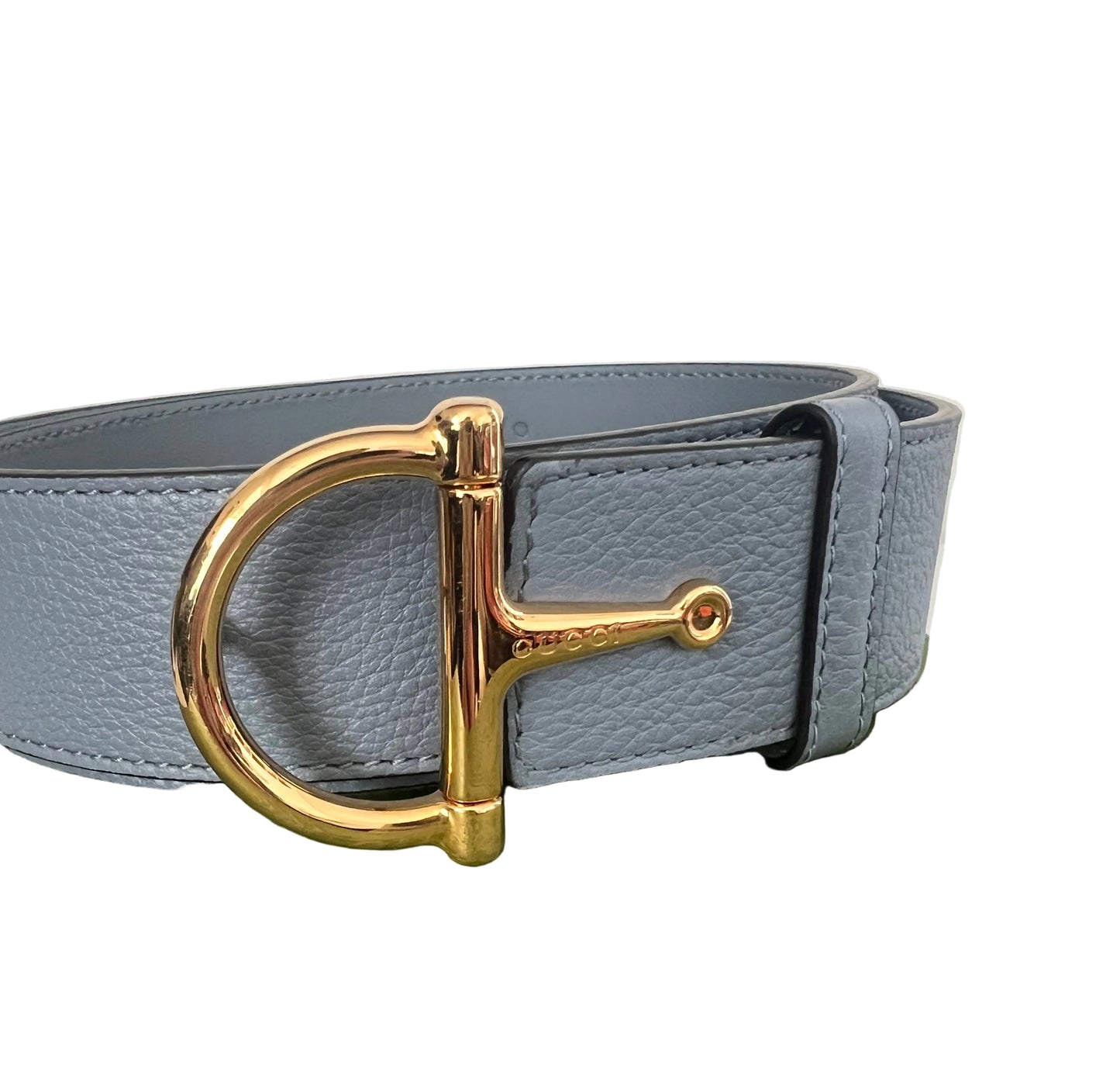Gucci Blue-Gray Half Horsebit Belt