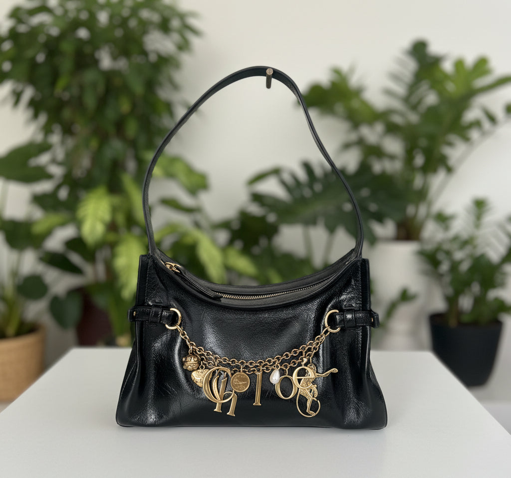 Chloe Charms Black Leather Shoulder Bag