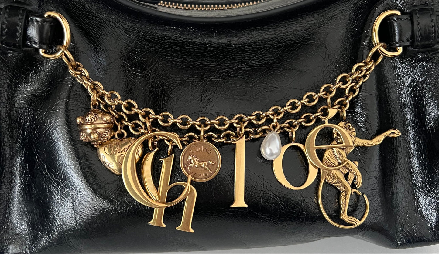 Chloe Charms Black Leather Shoulder Bag