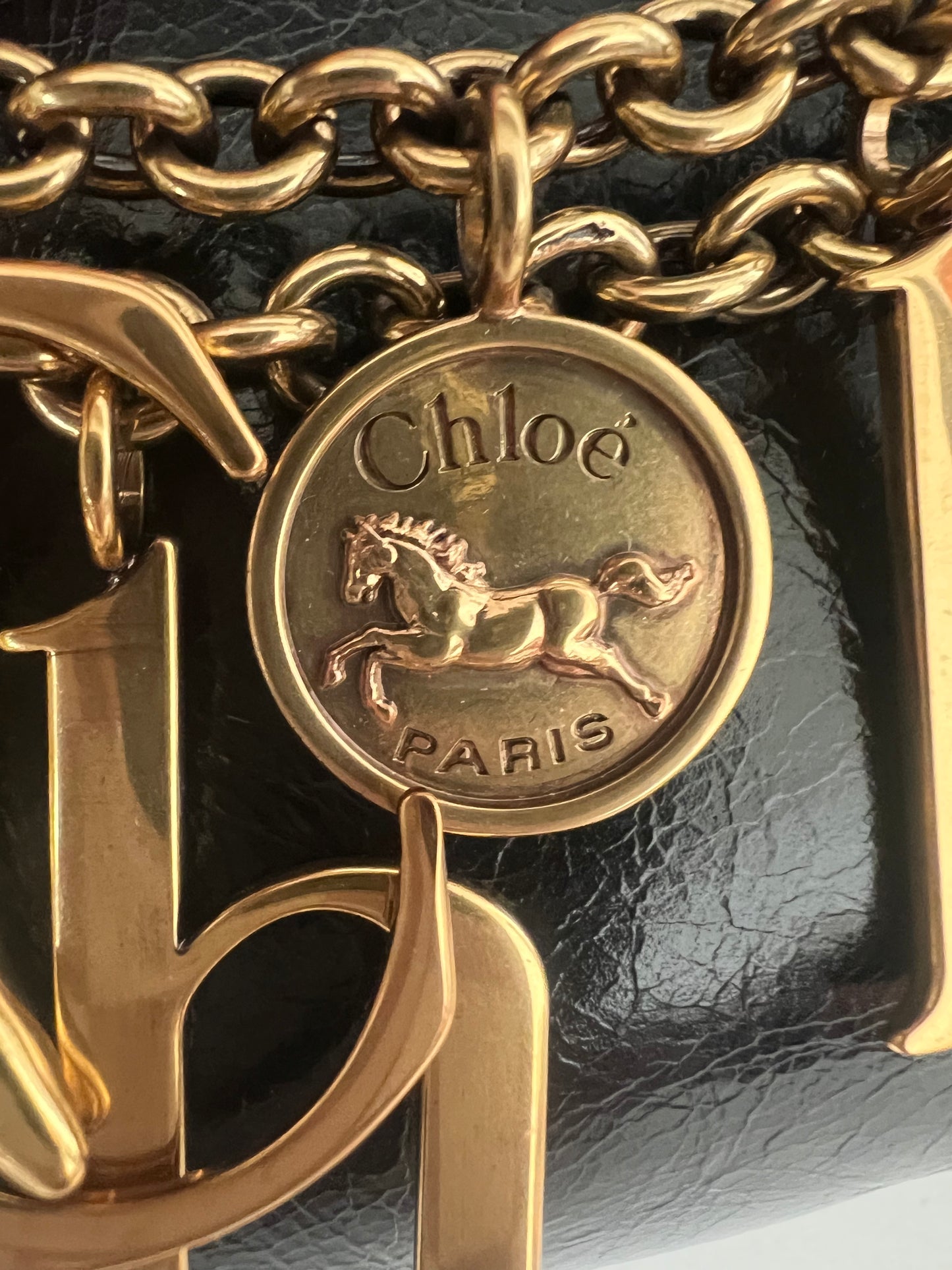 Chloe Charms Black Leather Shoulder Bag