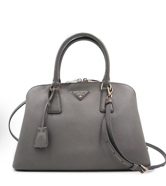 Prada Gray Lux Saffiano Promenade Satchel