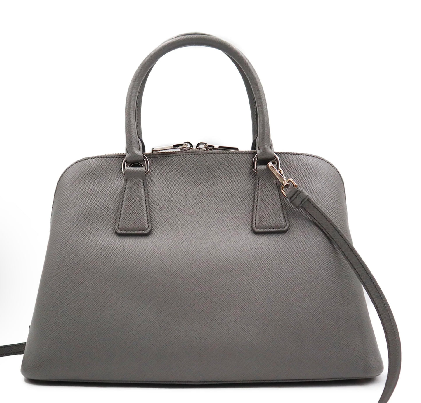 Prada Gray Lux Saffiano Promenade Satchel