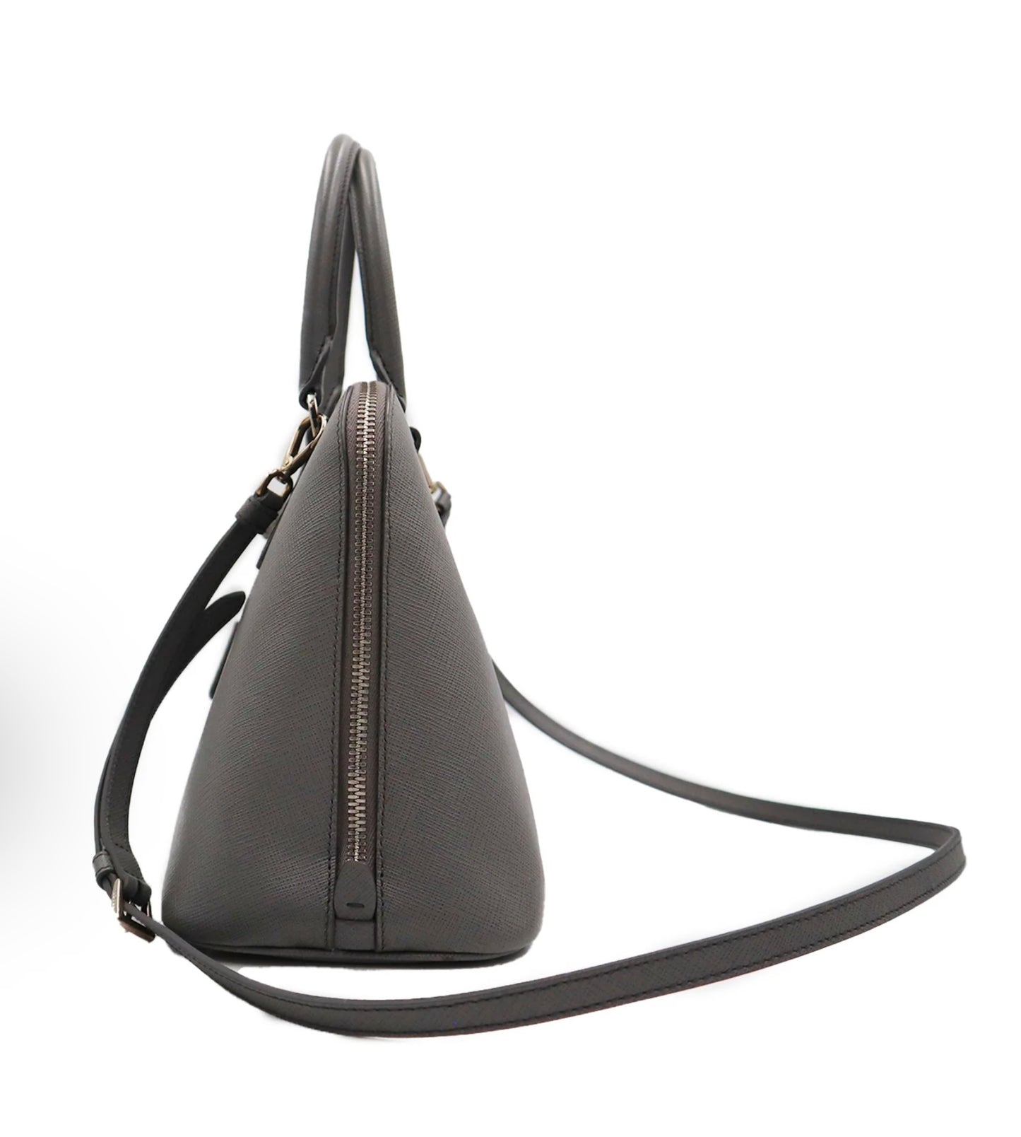 Prada Gray Lux Saffiano Promenade Satchel