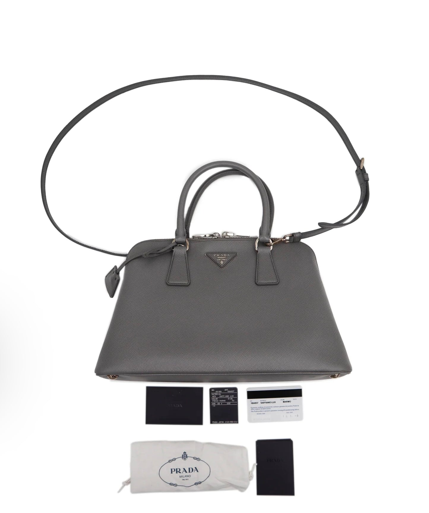 Prada Gray Lux Saffiano Promenade Satchel