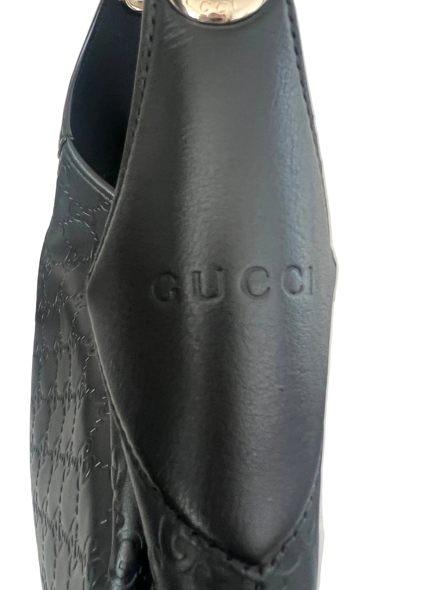 Gucci Horsebit Embossed Leather Hobo