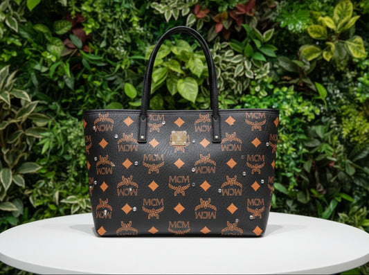 MCM Black and Cognac Aren Tote