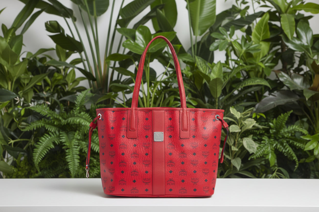 MCM Reversible Red Liz Shopper Tote