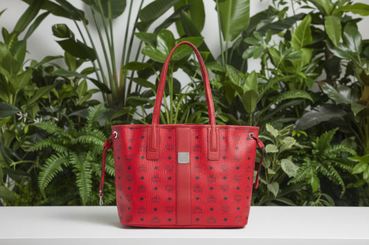 MCM Reversible Red Liz Shopper Tote