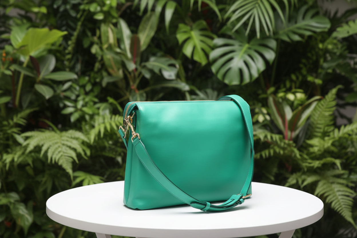 MCM Travia Green Calfskin Leather 2-way Bag